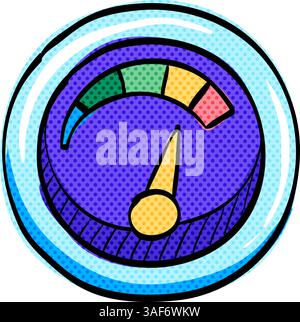 Dashboard halftone icon hand drawn color vector illustration Stock Vector