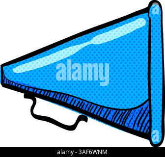 Loudspeaker halftone icon hand drawn color vector illustration Stock Vector