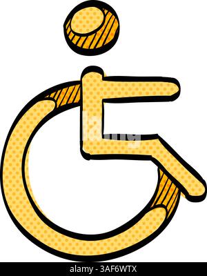 Disabled access halftone icon hand drawn color vector illustration Stock Vector