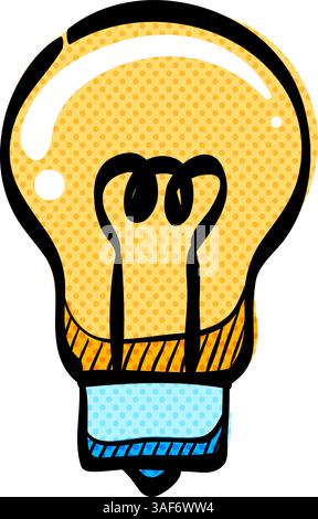 Light bulb halftone icon hand drawn color vector illustration Stock Vector