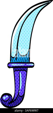 Knife halftone icon hand drawn color vector illustration Stock Vector