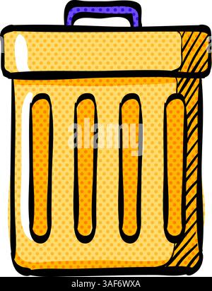 Recycle trash can halftone icon hand drawn color vector illustration Stock Vector