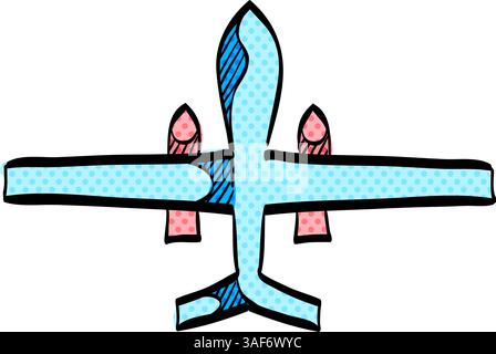 Unmanned aerial vehicle halftone icon hand drawn color vector illustration Stock Vector