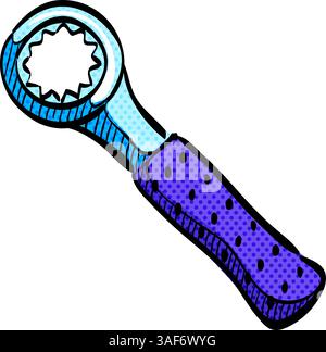 Bicycle tools halftone icon hand drawn color vector illustration Stock Vector