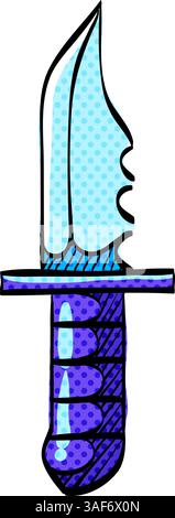 Knife halftone icon hand drawn color vector illustration Stock Vector