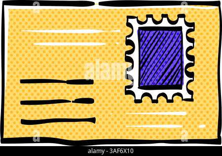 Envelope halftone icon hand drawn color vector illustration Stock Vector