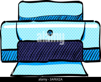 Printer halftone icon hand drawn color vector illustration Stock Vector
