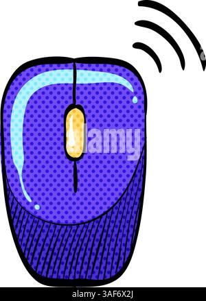 Computer mouse halftone icon hand drawn color vector illustration Stock Vector