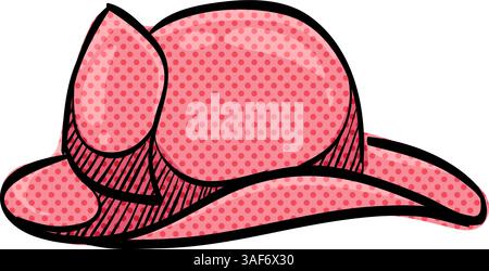 Fireman hat halftone icon hand drawn color vector illustration Stock Vector