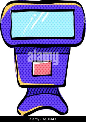 Camera flash halftone icon hand drawn color vector illustration Stock Vector
