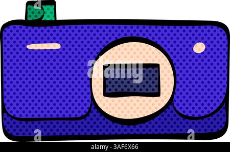 Camera halftone icon hand drawn color vector illustration Stock Vector