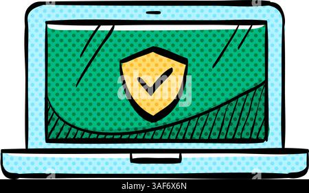 Laptops halftone icon hand drawn color vector illustration Stock Vector