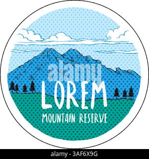 Mountain hand drawn halftone color vector illustration Stock Vector