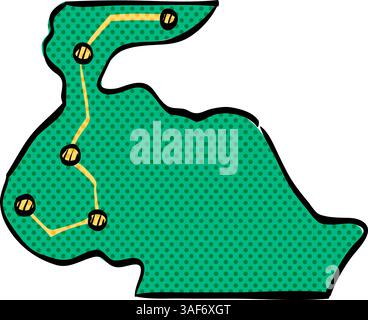 Rally route map halftone icon hand drawn color vector illustration Stock Vector