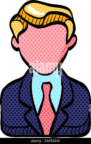 Businessman halftone icon hand drawn color vector illustration Stock Vector