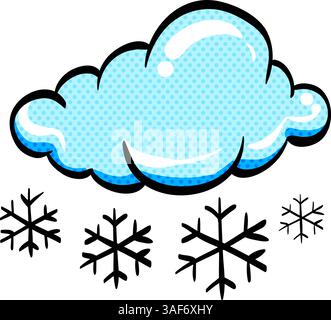 Weather overcast snowing halftone icon hand drawn color vector illustration Stock Vector