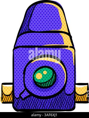 Camera halftone icon hand drawn color vector illustration Stock Vector