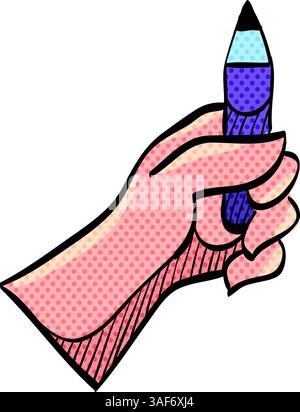Pencil measure halftone icon hand drawn color vector illustration Stock Vector
