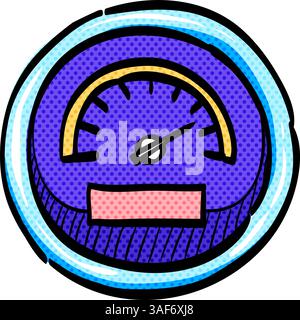 Dashboard halftone icon hand drawn color vector illustration Stock Vector