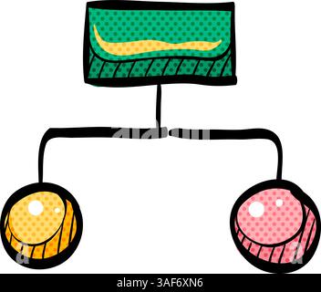 Hierarchy halftone icon hand drawn color vector illustration Stock Vector