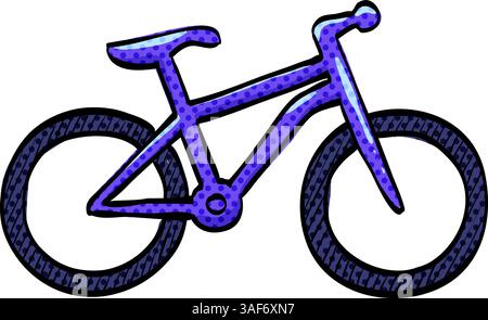 Mountain bike halftone icon hand drawn color vector illustration Stock Vector