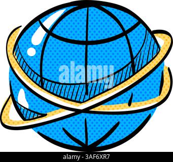 Global network illustration in comic style. Cyber world vector cartoon ...