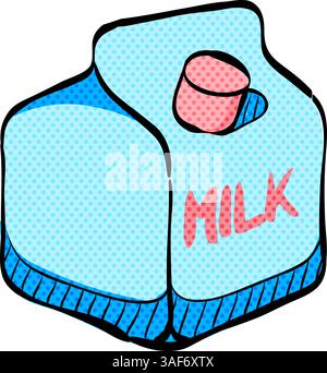 Milk packaging halftone icon hand drawn color vector illustration Stock Vector