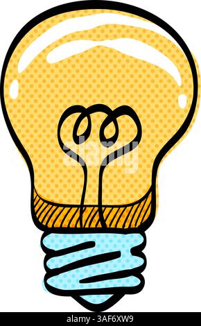 Light bulb halftone icon hand drawn color vector illustration Stock Vector
