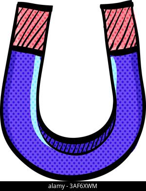 Magnet halftone icon hand drawn color vector illustration Stock Vector