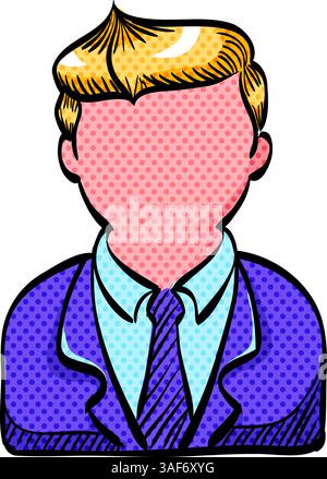 Businessman halftone icon hand drawn color vector illustration Stock Vector