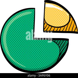 Pie chart halftone icon hand drawn color vector illustration Stock Vector