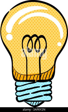 Light bulb halftone icon hand drawn color vector illustration Stock Vector