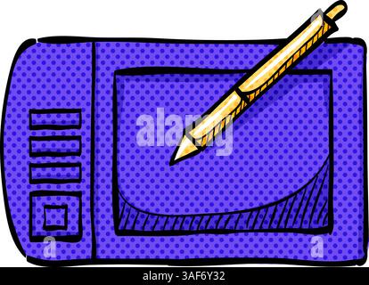 Drawing tablet halftone icon hand drawn color vector illustration Stock Vector