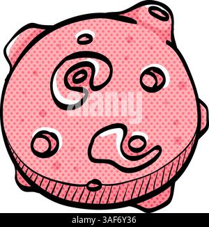 Planet halftone icon hand drawn color vector illustration Stock Vector