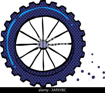 Motorcycle tire halftone icon hand drawn color vector illustration Stock Vector