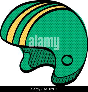 Motorcycle helmet halftone icon hand drawn color vector illustration Stock Vector