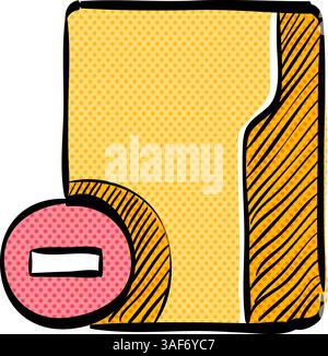 Folder halftone icon hand drawn color vector illustration Stock Vector