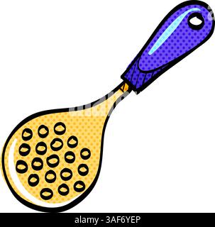 Spatula halftone icon hand drawn color vector illustration Stock Vector