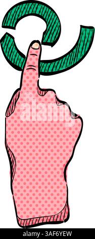 Finger gesture halftone icon hand drawn color vector illustration Stock Vector