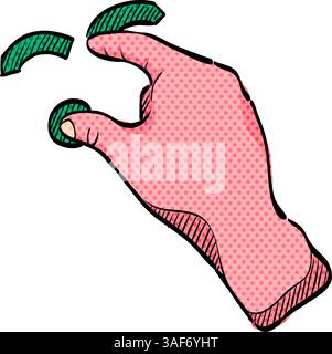 Finger gesture halftone icon hand drawn color vector illustration Stock Vector