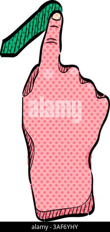 Finger gesture halftone icon hand drawn color vector illustration Stock Vector