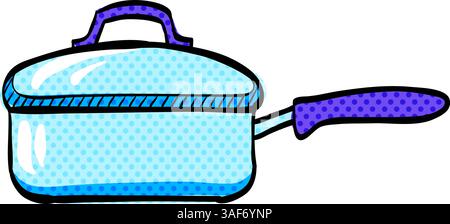 Cooking pan halftone icon hand drawn color vector illustration Stock Vector
