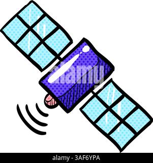 Satellite receiver halftone icon hand drawn color vector illustration Stock Vector