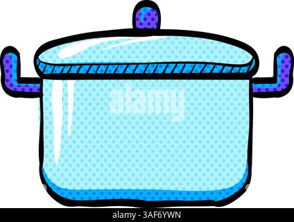 Cooking pan halftone icon hand drawn color vector illustration Stock Vector