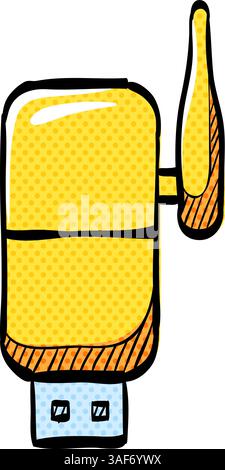 Wireless receiver halftone icon hand drawn color vector illustration Stock Vector