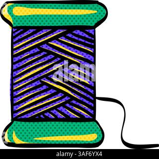 Yarn halftone icon hand drawn color vector illustration Stock Vector