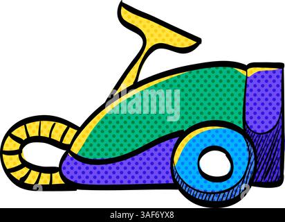 Vacuum cleaner halftone icon hand drawn color vector illustration Stock Vector