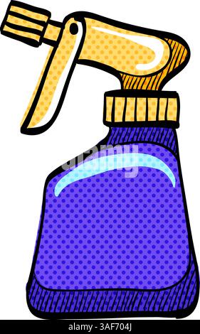 Sprayer bottle halftone icon hand drawn color vector illustration Stock Vector