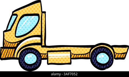 Empty container lift truck halftone icon hand drawn color vector illustration Stock Vector