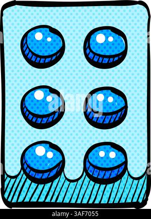 Pills halftone icon hand drawn color vector illustration Stock Vector